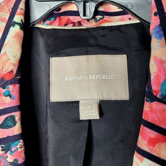 Banana Republic Striped Floral Single Button Blazer Size 4 - Picture 9 of 9